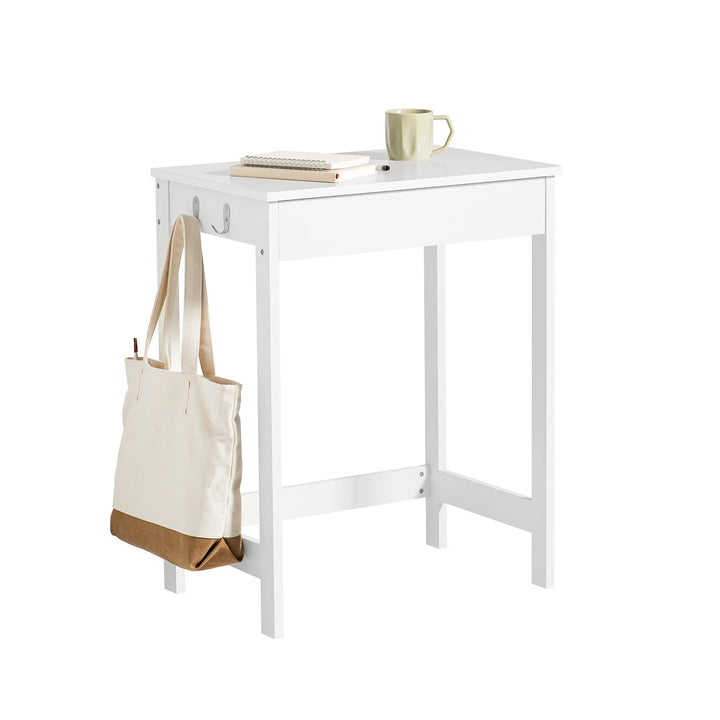 SoBuy FWT43-W Schreibtisch mit Einer Schublade und 2 Haken Tisch Computertisch Arbeitstisch Weiss, W