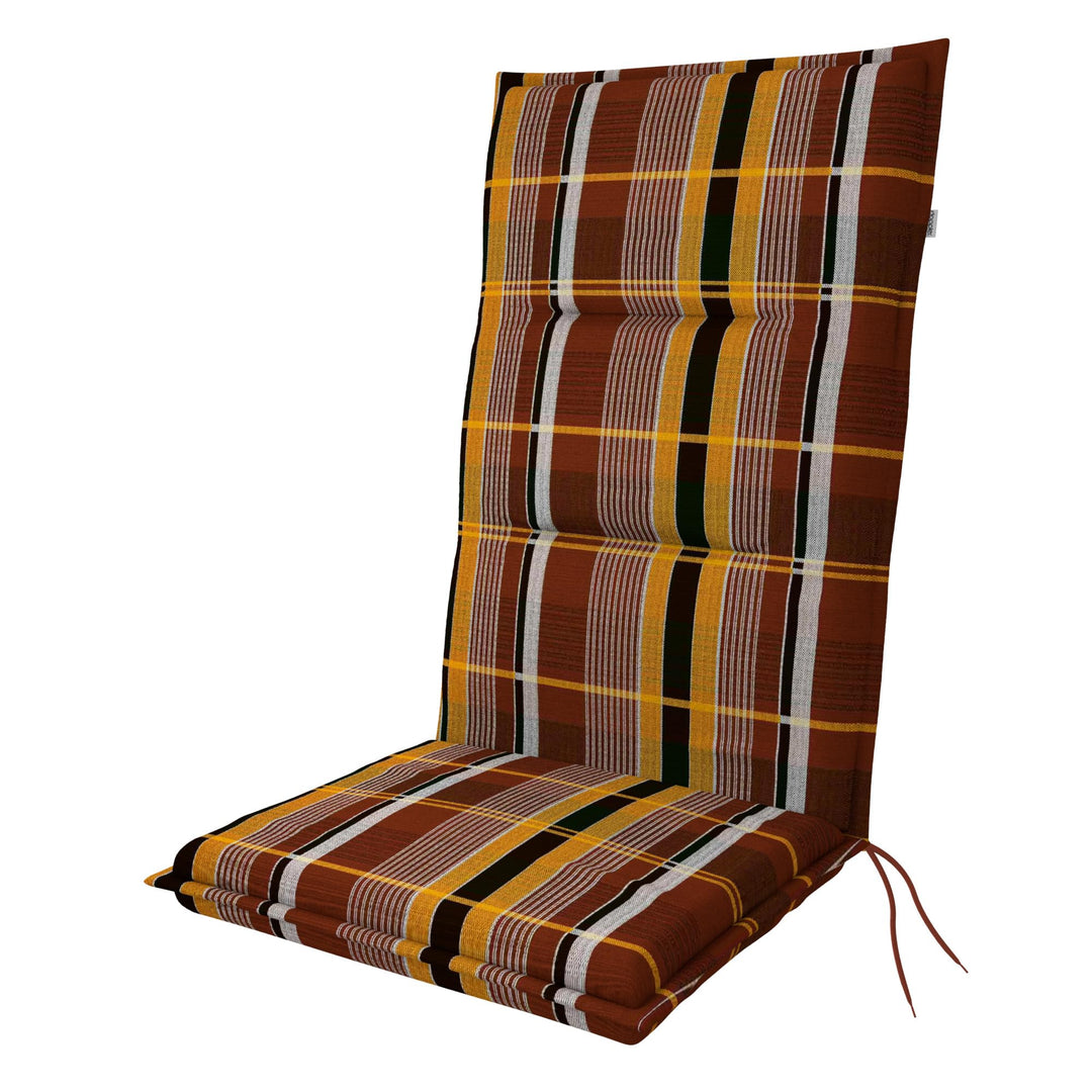 Doppler / Hochlehner Spot / 6er-Set/Gartenstuhlauflage/Hochlehner/Braun kariert/ca. 119 x 48 x 5 cm