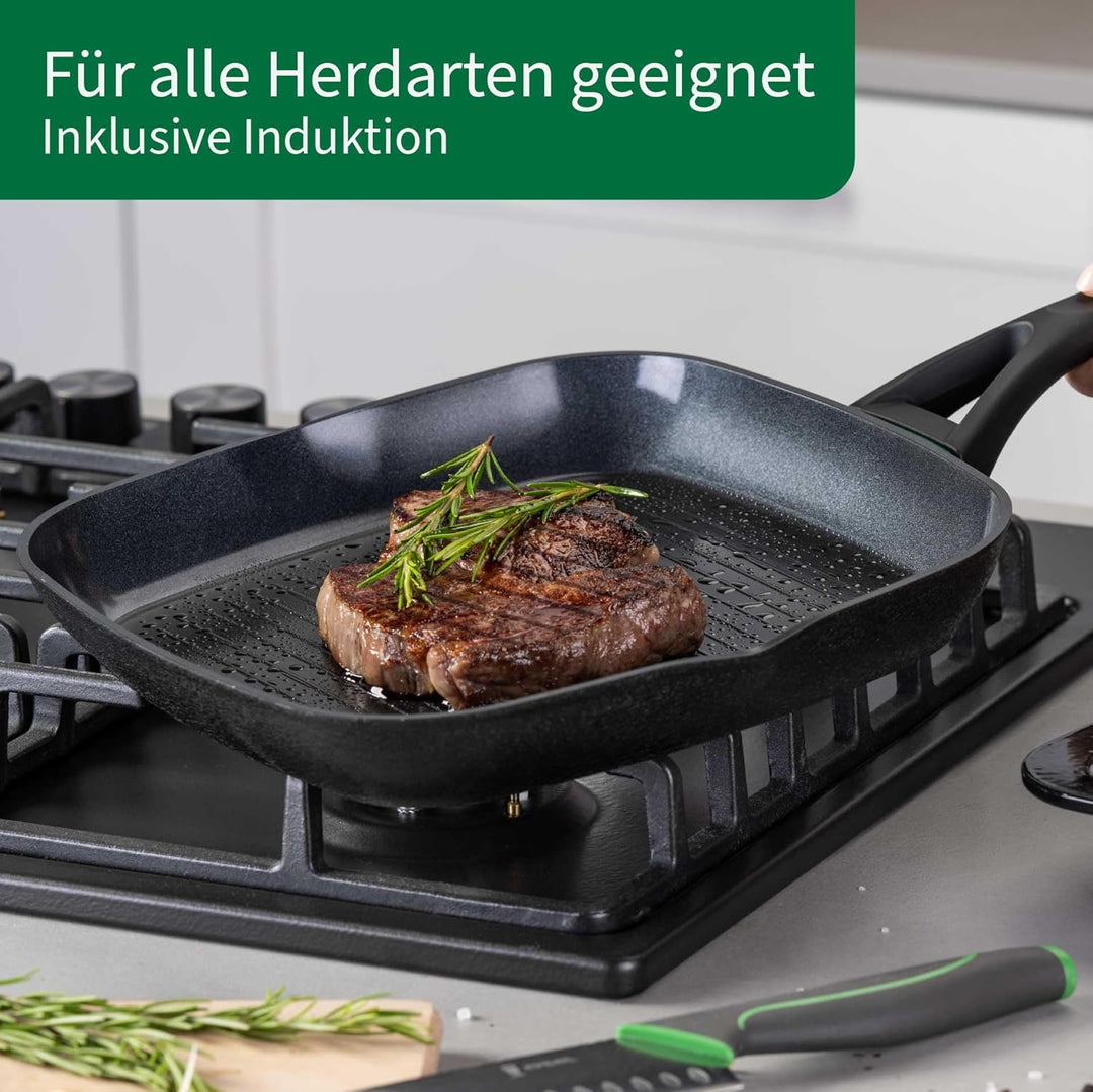 FACKELMANN Chefkoch trifft Keramik-Grillpfanne Hamburg – Hochwertige 28 cm Antihaft-Pfanne aus recyc