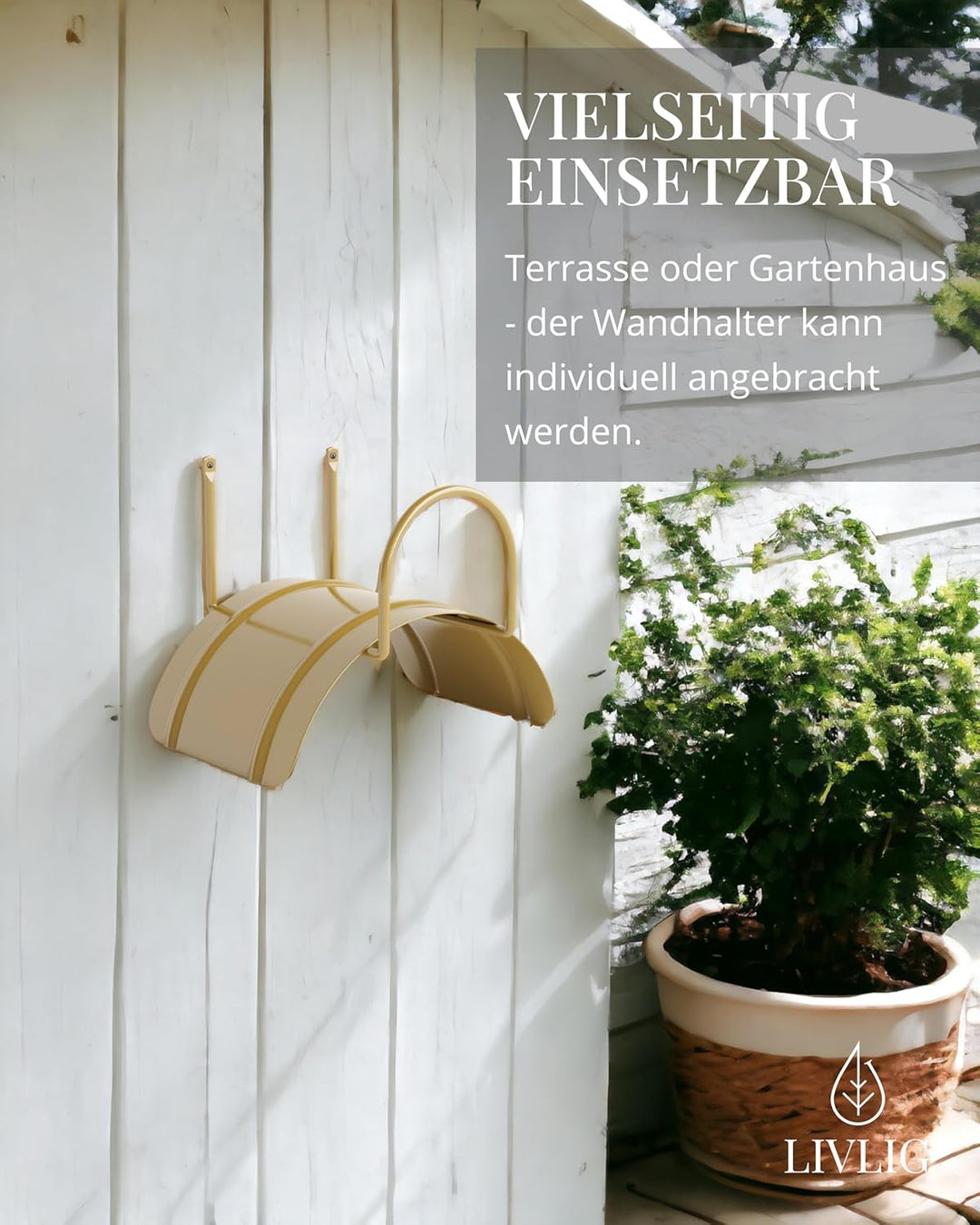 Livlig53 Gartenschlauch Halterung für 1/2 Zoll Schläuche bis 30m aus verzinktem Stahl, Wandhalterung