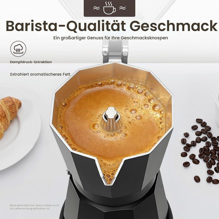 Espressokocher, 480W Elektrische Espressokanne 300ml Kaffeekanne 6 Tassen Mokkakanne mit Basis für H