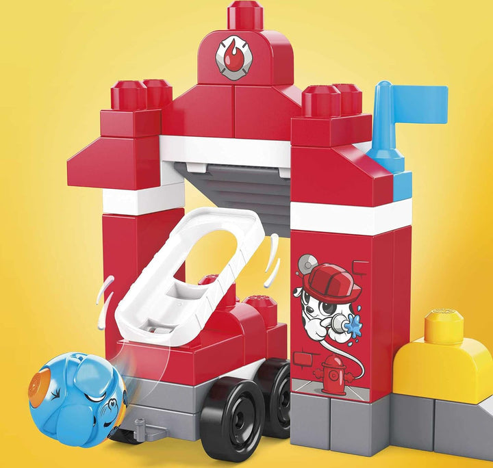 Mega Bloks GYH11 - Guck-Guck-Feuerwache Bauset, mit 2 Guck-Guck-Tieren, Zubehör und 42 Bausteinen, f
