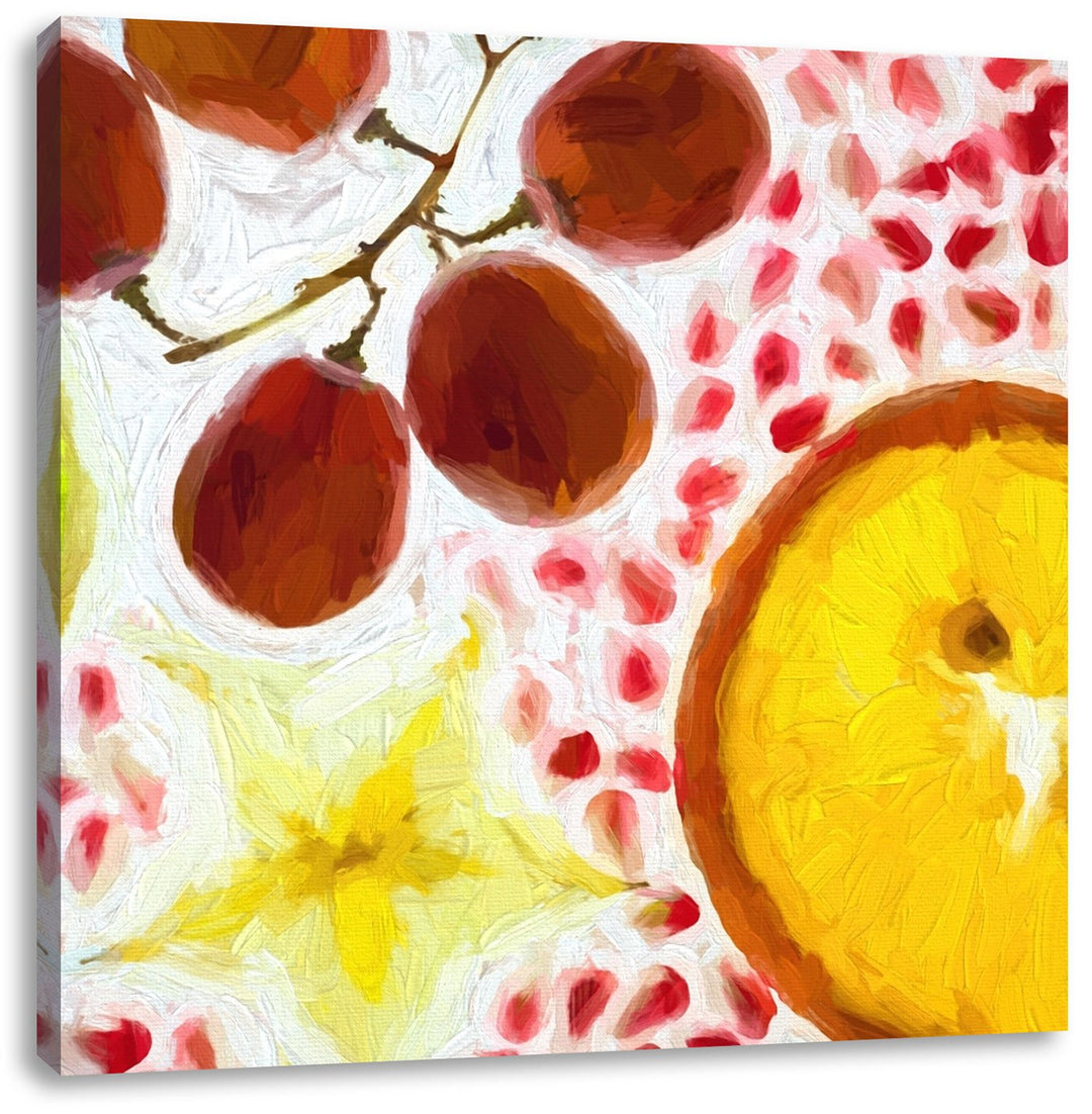 Leckere frische Früchte, Format: 70x70 auf Leinwand, XXL riesige Bilder fertig gerahmt mit Keilrahme