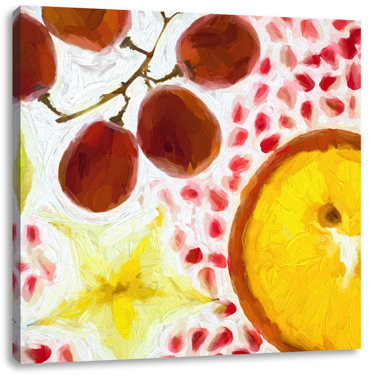 Leckere frische Früchte, Format: 70x70 auf Leinwand, XXL riesige Bilder fertig gerahmt mit Keilrahme