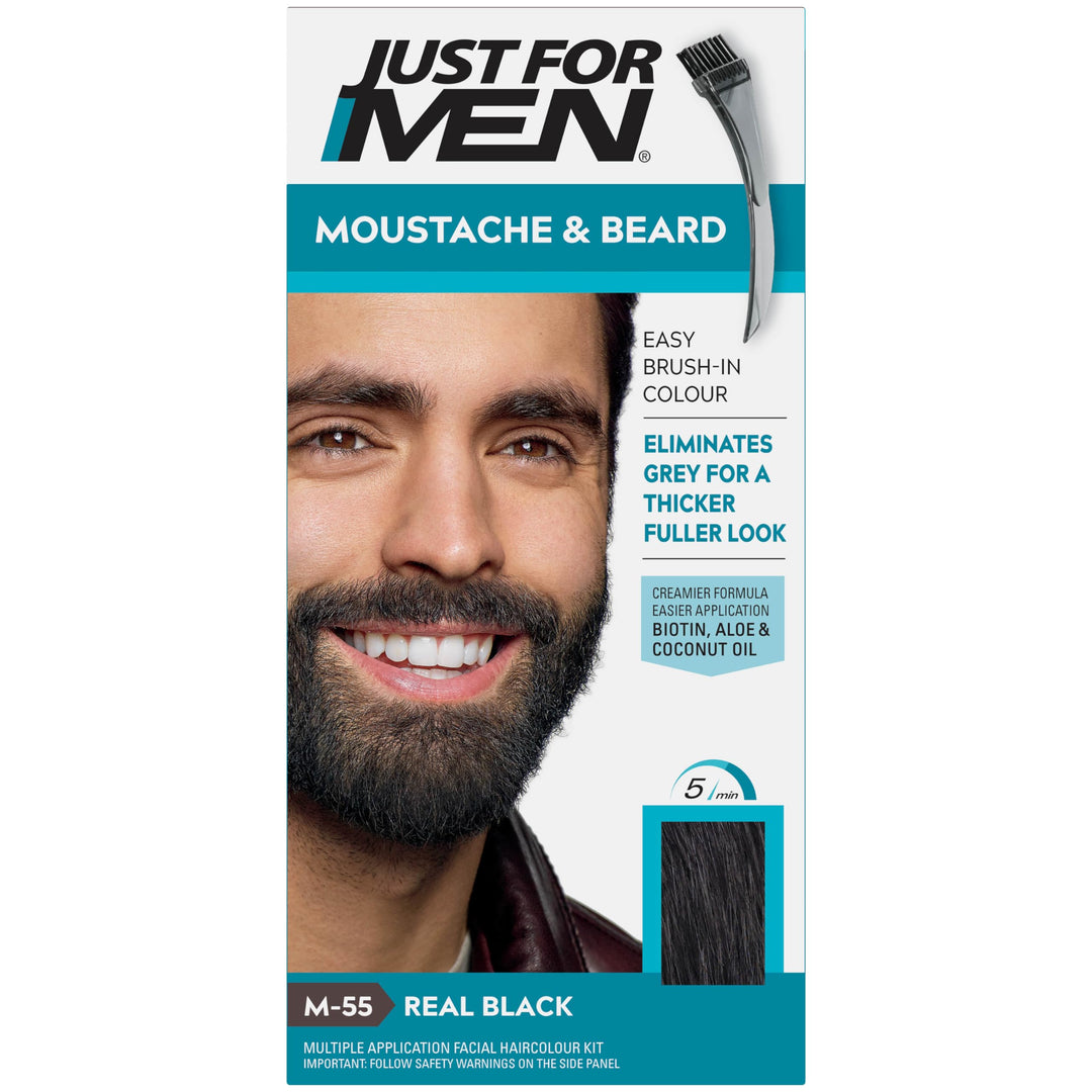 Just for men Moustache & Beard eliminiert Grau für einen dickeren und volleren Look - M55, Schwarz (