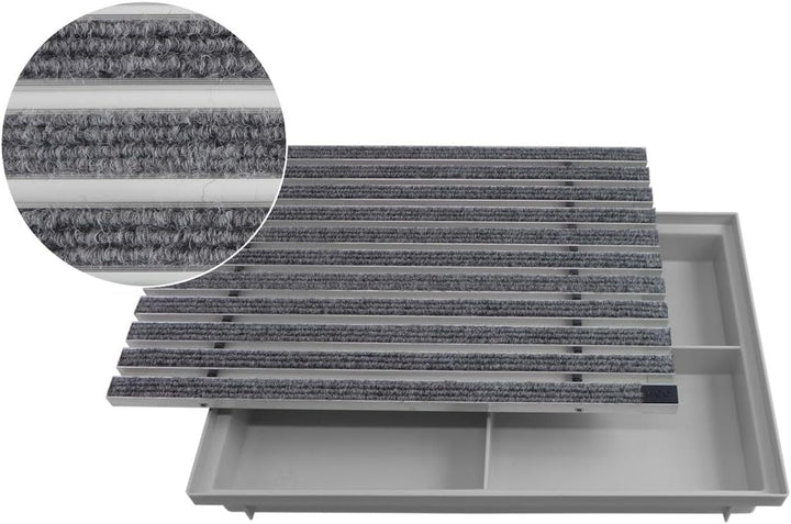 ACO 600x400 Fussmatte Rips hellgrau mit Bodenwanne Vario Light Schuhabstreifer Abtreter