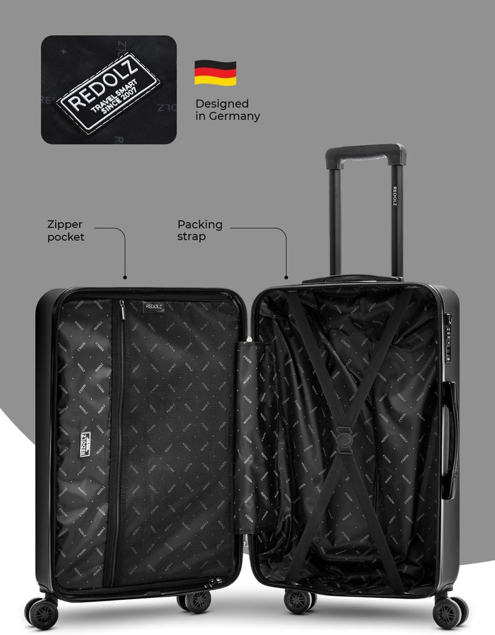 REDOLZ mittelgrosser Hartschalen Check-in Koffer | Trolley 44 x 25 x 67 cm aus hochwertigem ABS Mate