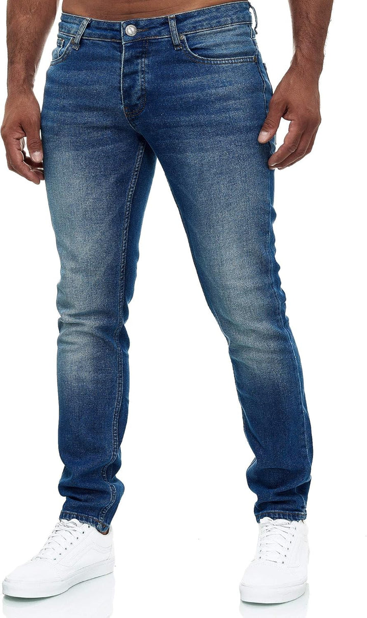 MERISH Jeans Herren Slim Fit Stretch Jeanshose Designer Hose Denim 9148-2100 38W / 34L 502-2 Blau, 3