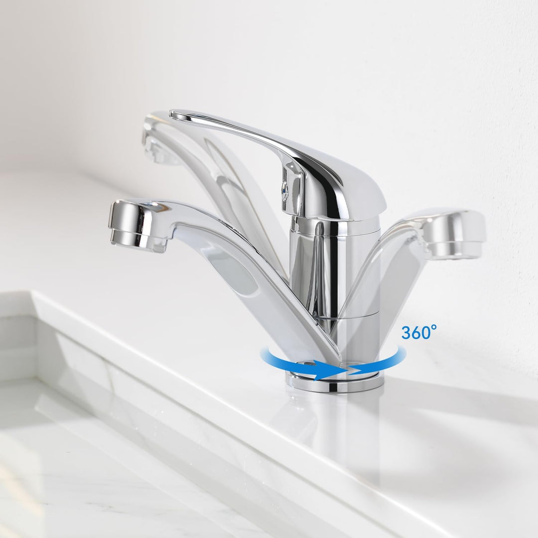 Wasserhahn Bad Klein Waschtischarmatur, Waschbecken Armaturen 360° Drehbar, Armatur Badezimmer Einhe