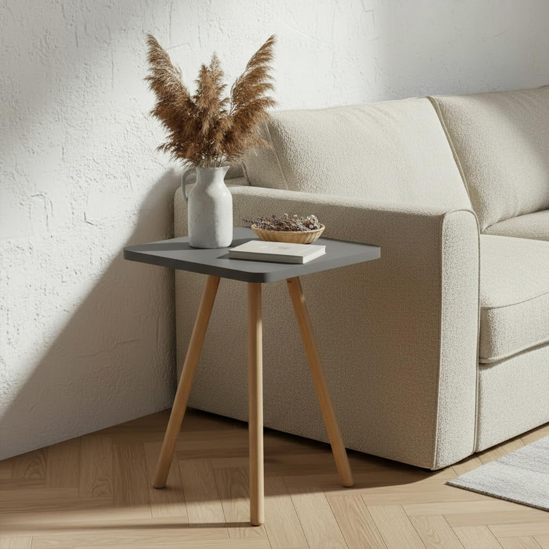 Beistelltisch Anthrazit 34x45 cm Holzbeine Sofatisch Couchtisch Nachttisch Skandinavisch Anthrazit Q