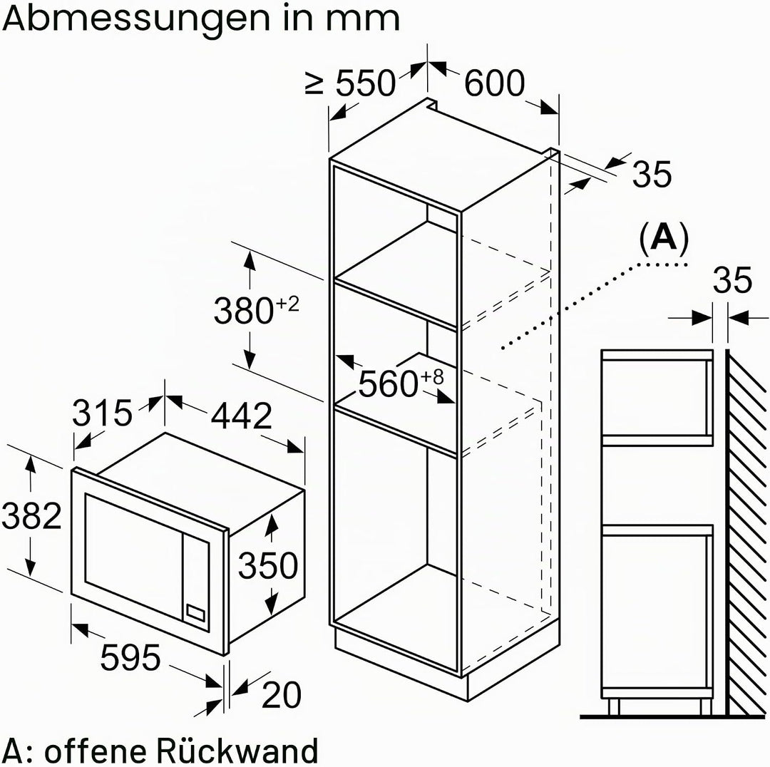 Bosch Elettrodomestici BEL623MB3 Serie 2 Einbaumikrowelle, 60 x 38 cm, schwarz