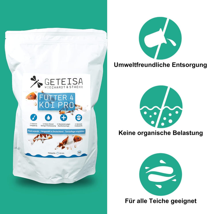 GETEISA Premium Koi Futter 10 kg - Hochwertige 4,5 mm Pellets für Intensive Farbgebung, Isländisches