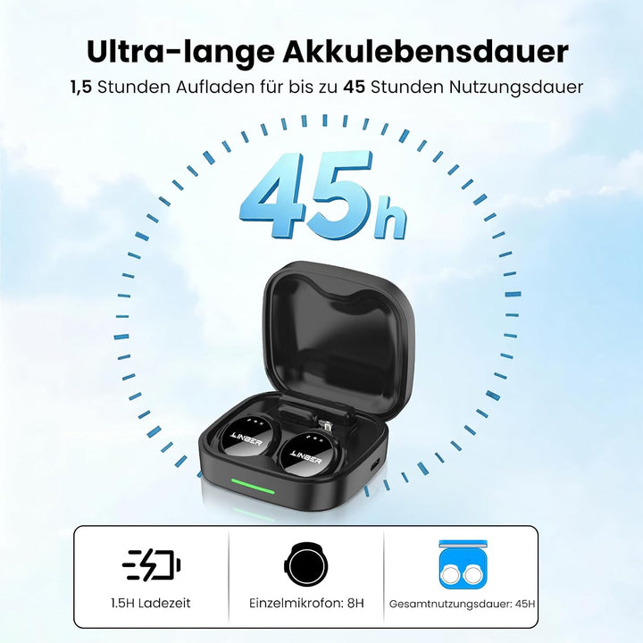 Drahtloses Ansteckmikrofon für iPhone, magnetisches Mini-Mikrofon | KI-Geräuschunterdrückung, Plug &amp;