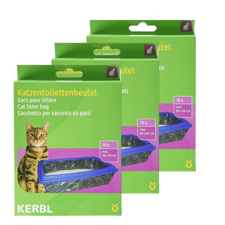 Kerbl 84215 Beutel für Katzentoiletten XL 59 x 46 cm, 3x10er-Pack Katzenklobeutel 10 stück (3er Pack