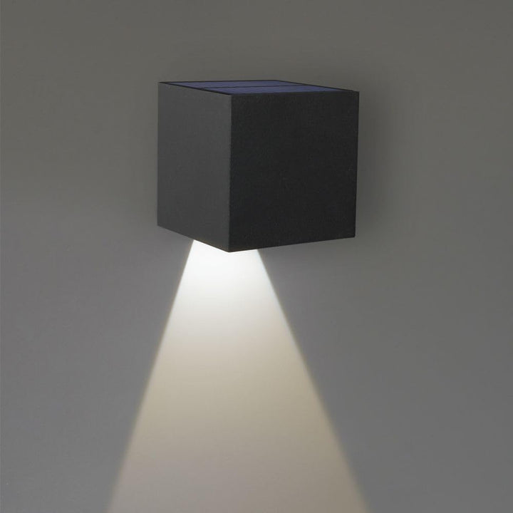 HOFTRONIC - Kansas LED Solar Wandleuchte mit Bewegungsmelder XL (15x15x15cm) - Aussenleuchte 3000K W