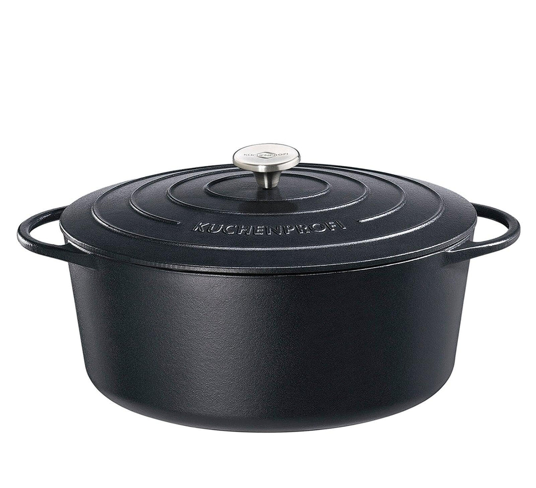 Küchenprofi Gusseisen Bräter mit Deckel, schwarz, 33 cm, Schmortopf, Auflaufform, Dutch Oven, Brotba