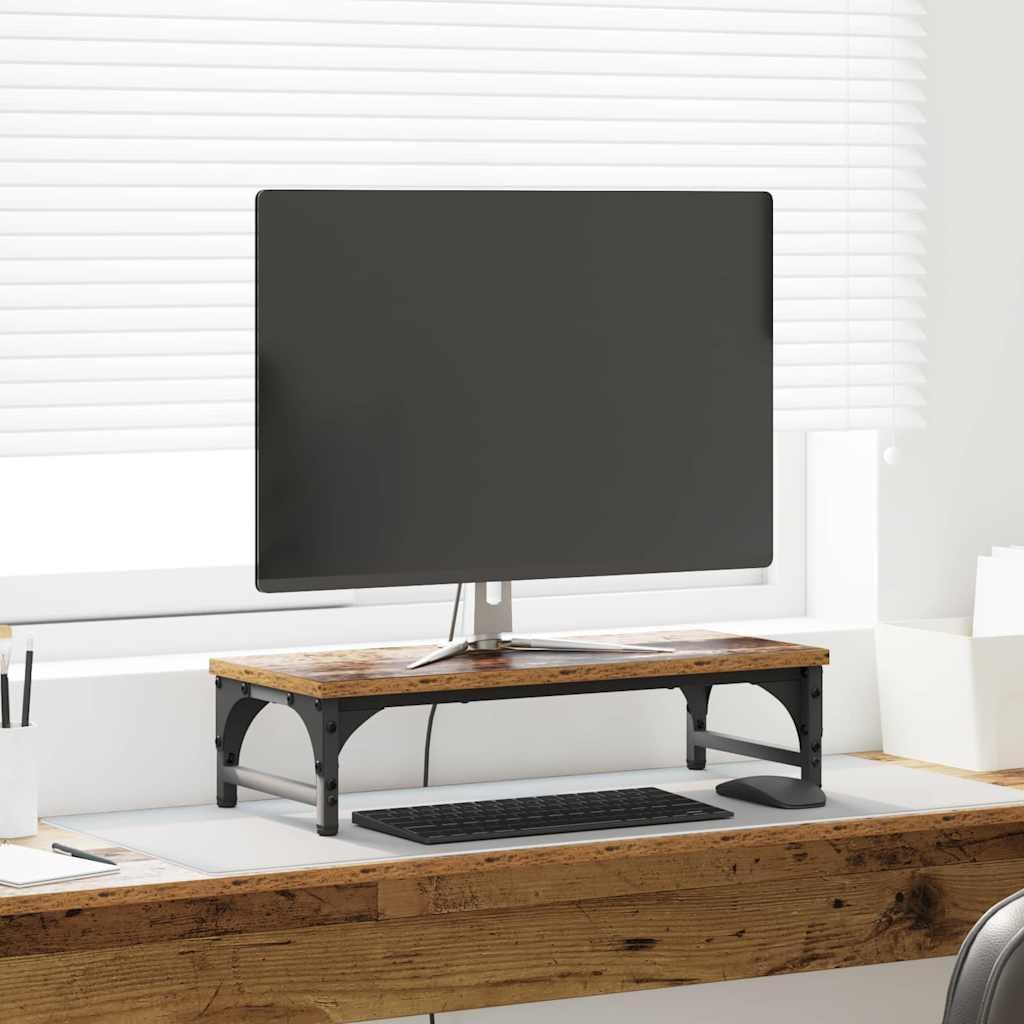 vidaXL Monitor Halterung Altholz 55 x 23 x 14 cm Holzwerkstoff, Heim-Büro, minimalistischer Monitors