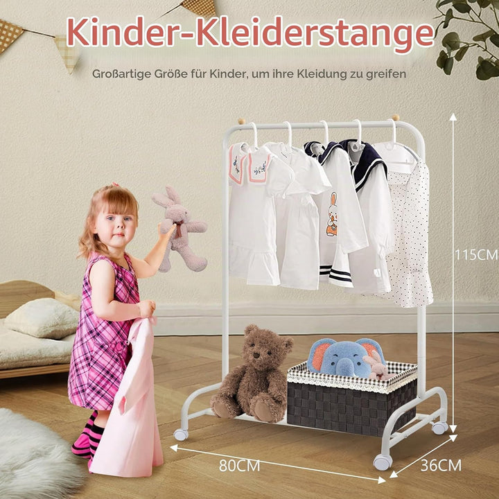 YGJT Kinder Kleiderständer, Garderobe mit Ablage &amp; Kleiderstange für Kinderzimmer, Mädchenzimmer &amp; S