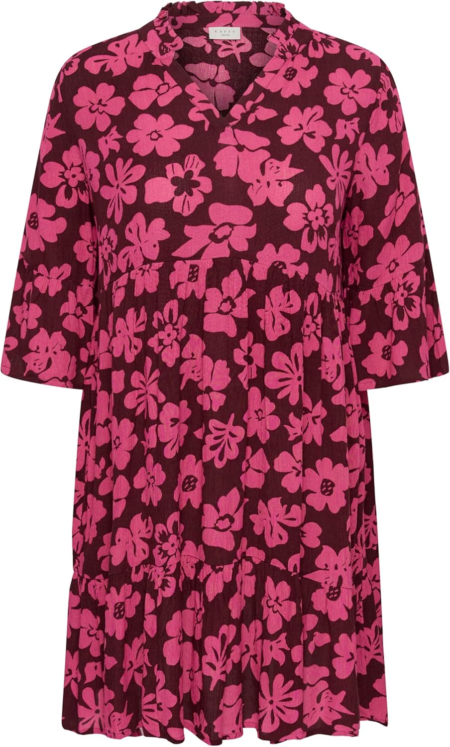 KAFFE CURVE Kleid KCisma 46 Carbernet/Pink Flowers, 46 Carbernet/Pink Flowers