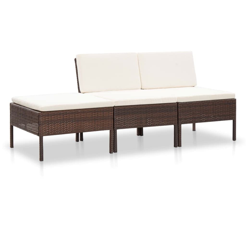 vidaXL Gartenmöbel 3-TLG. mit Auflagen Sitzgruppe Garten Garnitur Lounge Sofa Sitzgarnitur Gartenset