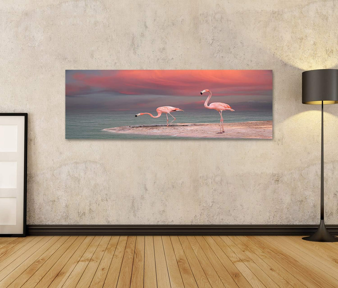 islandburner Bild auf Leinwand Rosa Flamingo Florida Am Strand Bilder Wandbilder Poster Leinwand 120