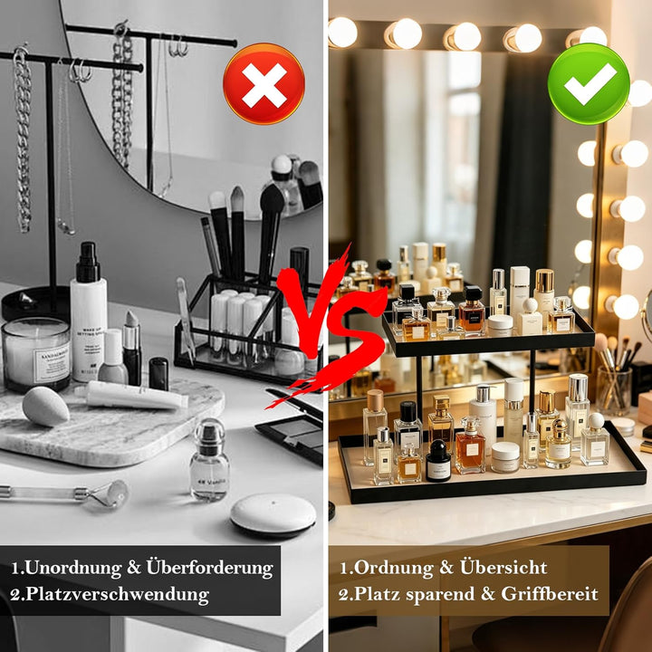 Parfüm Organizer, Doppelstöckiges Parfum Organizer ohne Montage, Eleganter Modernes Parfüm Ständer a