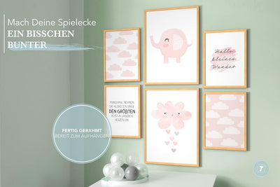 Papierschmiede® Bilder Kinderzimmer Kids Mood Poster Set Newborn Baby Girl, Gerahmte Bilder fürs Kin