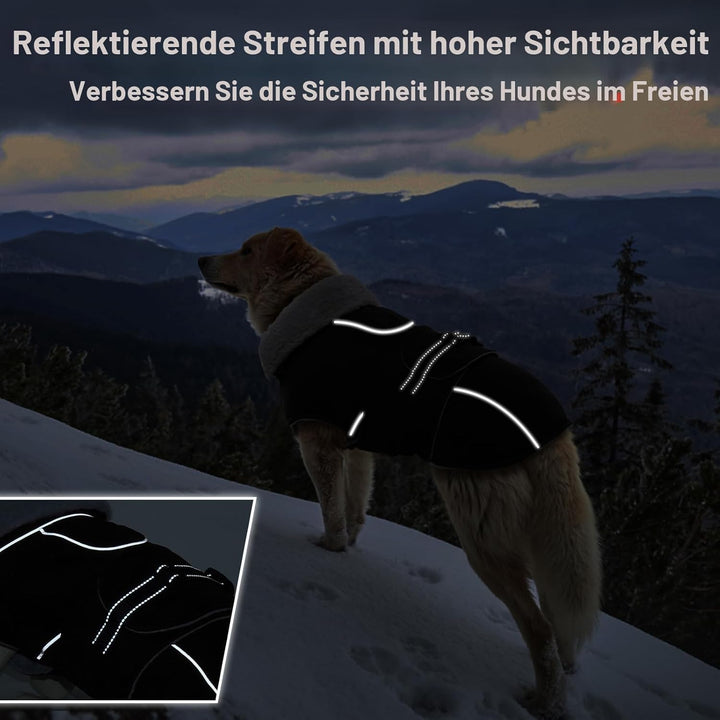 Lelepet Hundejacke Winter Warmer Hundemantel, Wasserdichter Wintermantel Fleece Hundeweste für Mitte