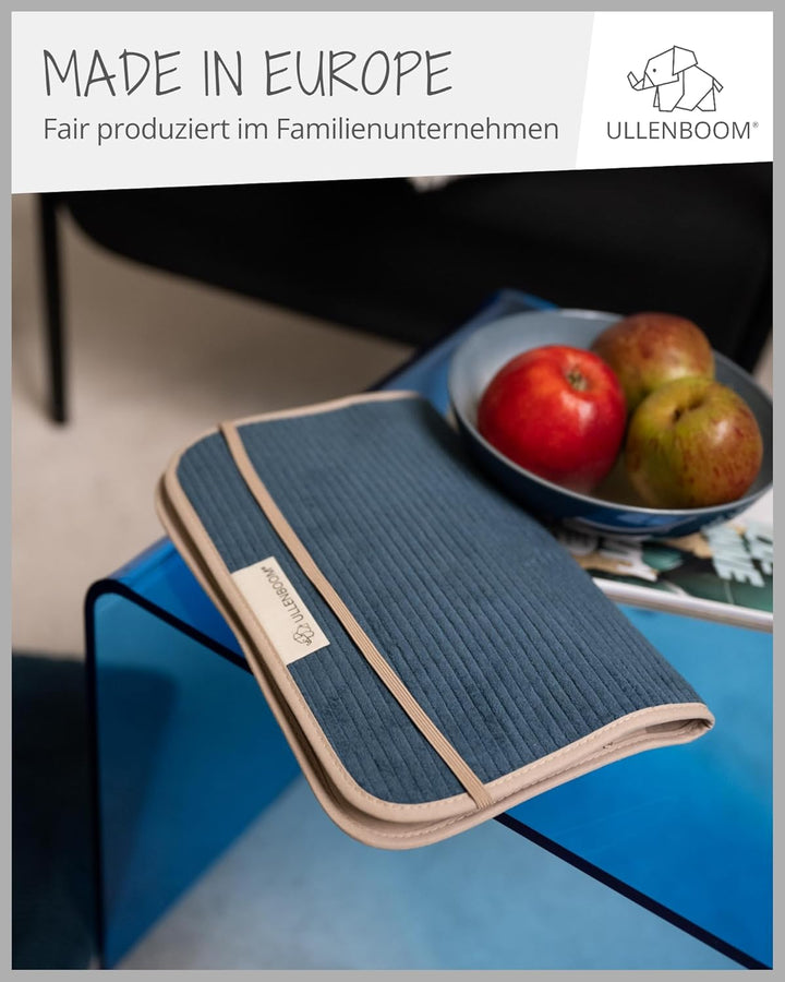 ULLENBOOM Windeltasche für unterwegs, Cord Petrol, Made in EU - Wickeltasche für bis zu 3 Windeln, F