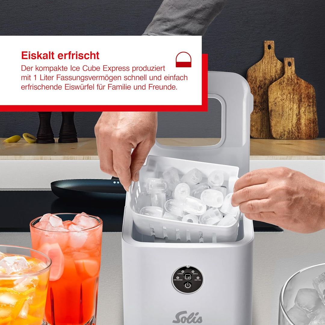 Solis Ice Cube Express Eiswürfelmaschine, 8 Eiswürfel in 8 Minuten, Ice Cube Maker mit einstellbarer