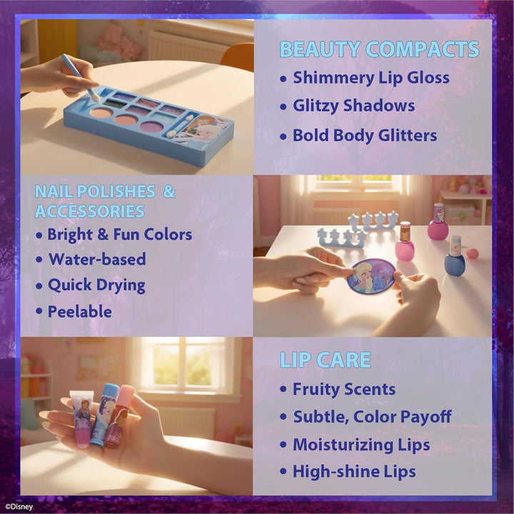 Disney Frozen Kinderschminke Set | Mädchen Make-up Set mit Lipgloss, Nagellack und mehr | Geburtstag