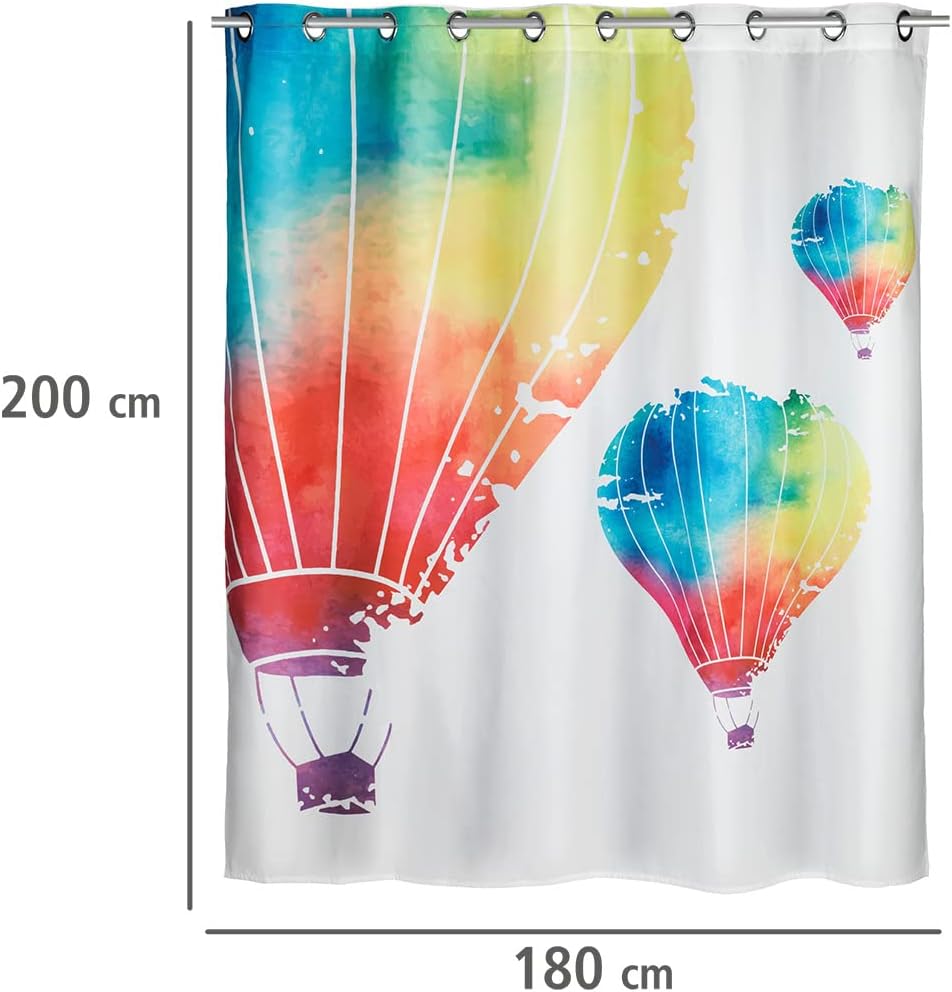 WENKO Anti-Schimmel Duschvorhang In the Air Flex, Textil-Vorhang mit Antischimmel Effekt, grosse int