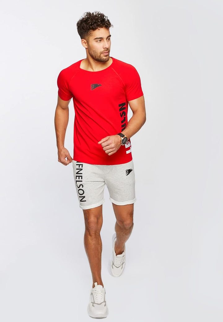 Leif Nelson Gym Herren Fitness T-Shirt Slim Fit Moderner Männer Bodybuilder Trainingsshirt Kurzarm T