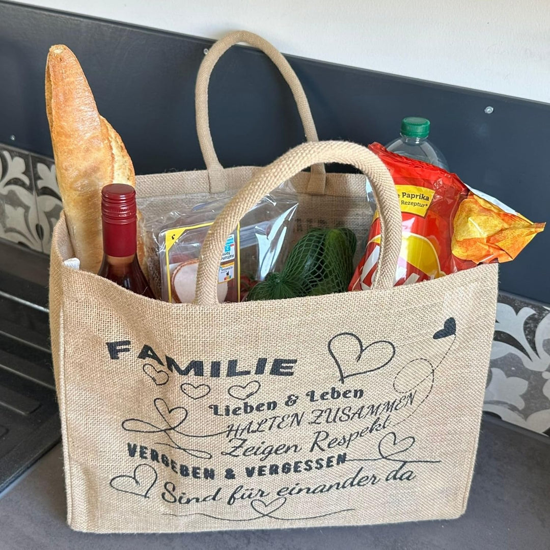 Domelo Einkaufskörbe. Bedruckte Einkaufstasche. Jute Tasche gross. Korbtasche, wasserabweisenden Str