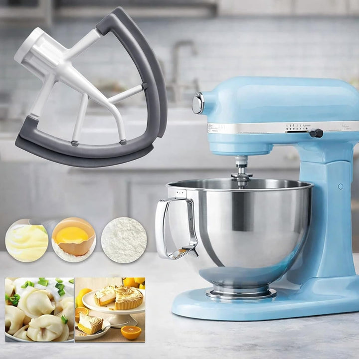 Flex Edge Schlägel für KitchenAid 4.5-5QT, Lebensmittelechter Flachrührer mit Silikon-Kanten & 2 Kab