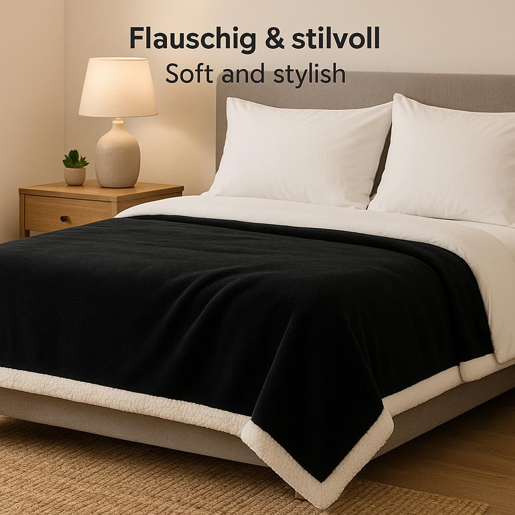 Betz Luxus Flanell Sherpa Kuscheldecke Flauschig Sofa Fleecedecke Verona - Wohndecke XXL Warm Sofade