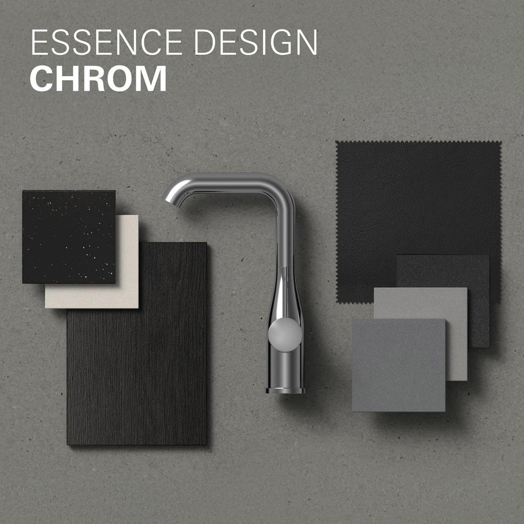 GROHE Essence - Einhand-Waschtischarmatur (wassersparend, Temperaturbegrenzer, L-Size), chrom, 23799