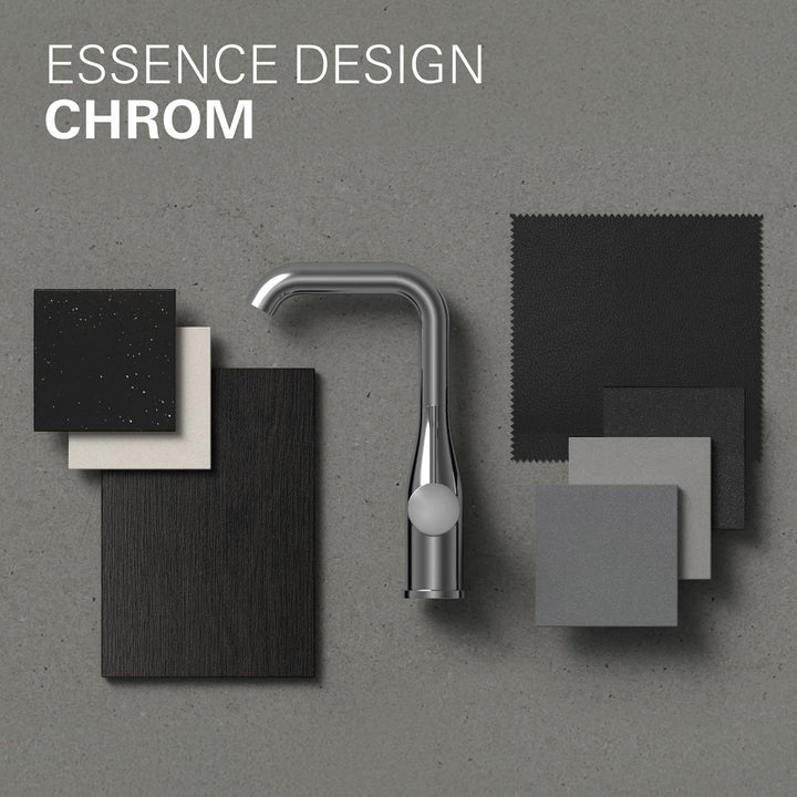 GROHE Essence - Einhand-Waschtischarmatur (wassersparend, Temperaturbegrenzer, L-Size), chrom, 23799