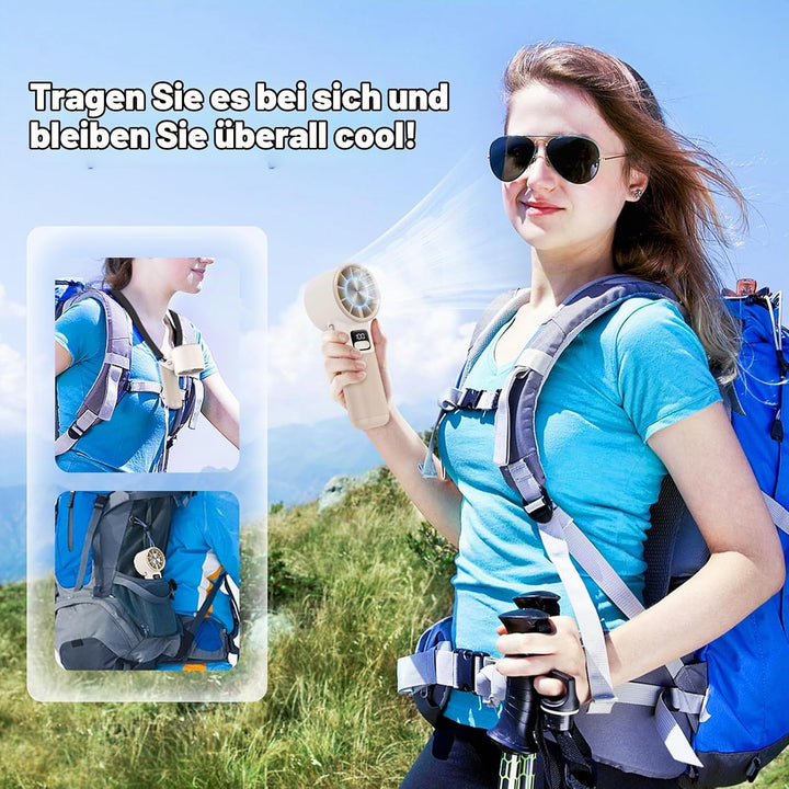 GKT Tragbarer Handventilator, Einstellbare Geschwindigkeit (1-100), Kühlventilator, 5000mAh Handvent