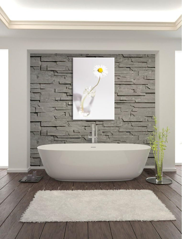 Pixxprint kleines Gänseblümchen im Glas auf Leinwand, XXL riesige Bilder fertig gerahmt mit Keilrahm