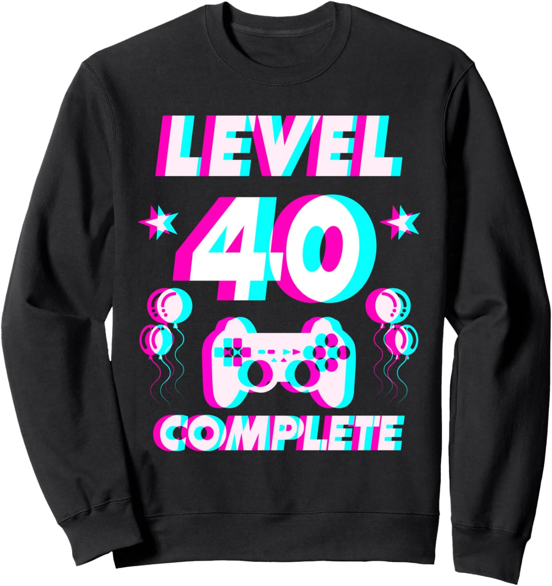 Level 40 Complete 40. Geburtstag - Zocker Gaming Vaporwave Sweatshirt