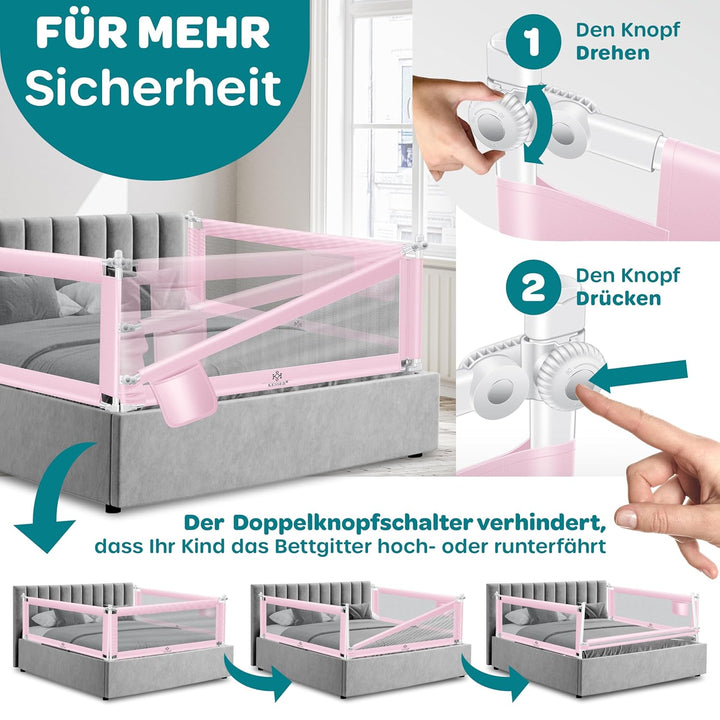 KESSER® Bettschutzgitter 150 cm, Rausfallschutz Bett & Bettgitter Kinderbett, klapp- & höhenverstell
