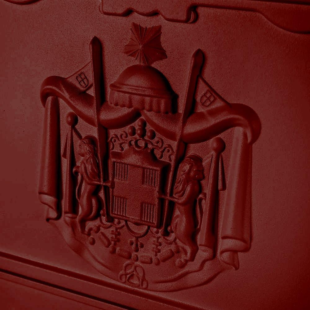 Melko Retro Briefkasten mit A4 Einwurf-Format, Aluguss und Stahl, ca. 25,5 x 8,6 x 41 cm, Rot, Rot
