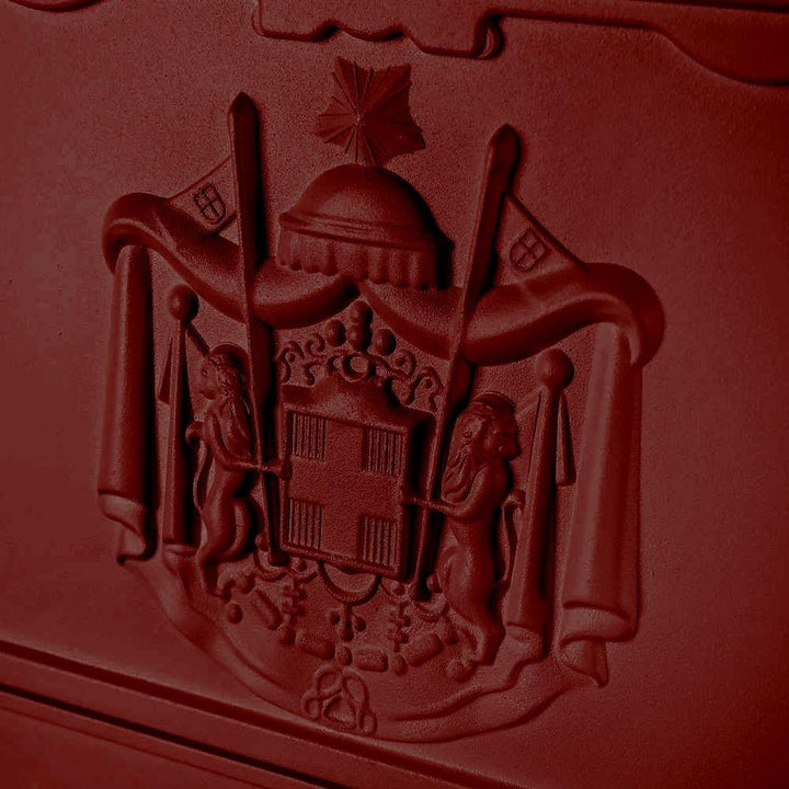 Melko Retro Briefkasten mit A4 Einwurf-Format, Aluguss und Stahl, ca. 25,5 x 8,6 x 41 cm, Rot, Rot