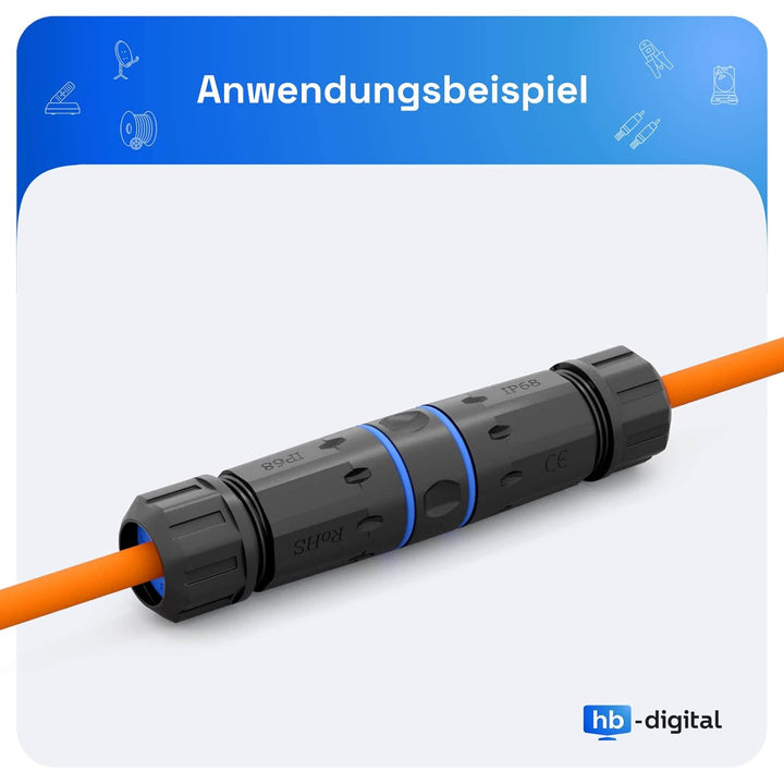 hb-digital 2X LSA Netzwerkkabel Verbinder CAT. 7 Outdoor IP68 Wasserdicht Ethernet Kupplung Verlegek