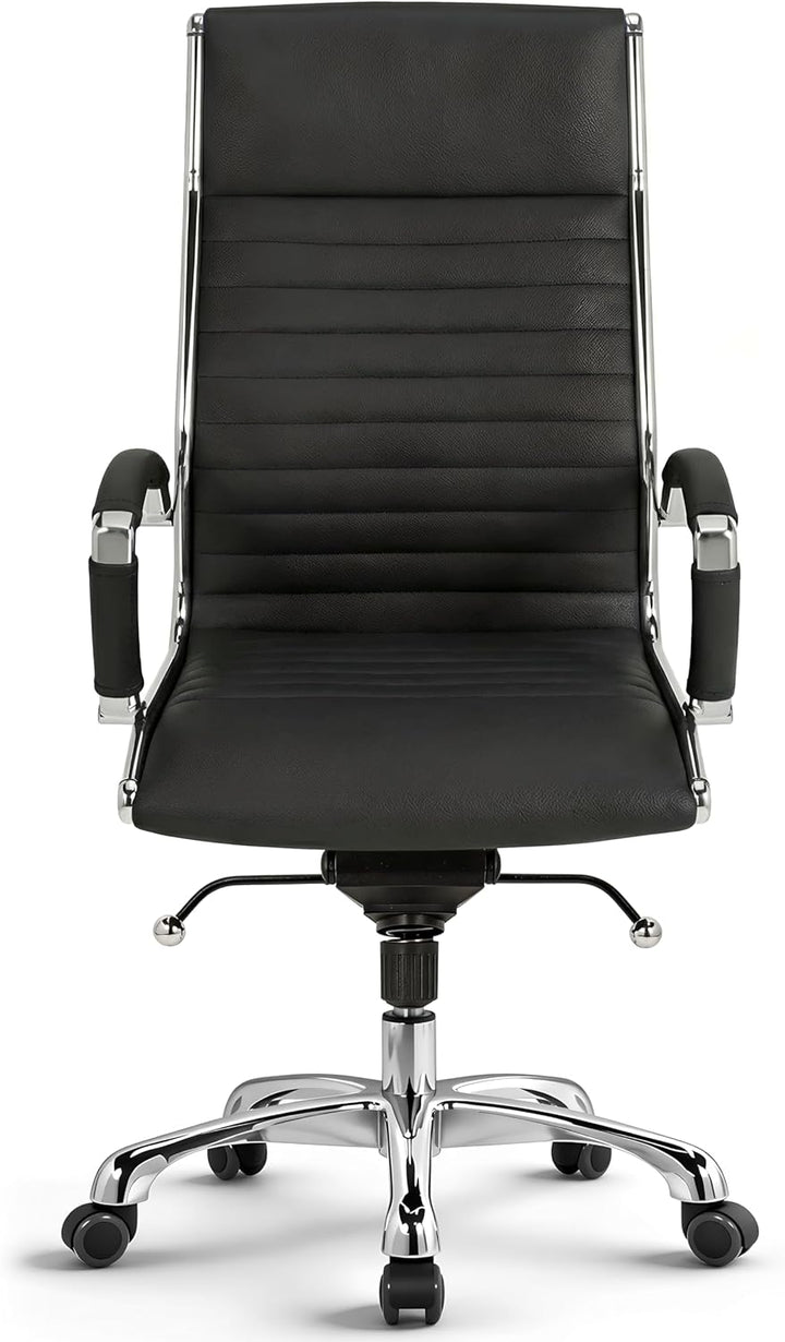 VERSEE Premium Echt-Leder Chefsessel Montreal in Schwarz - Ergonomischer Bürostuhl für Büro und Home