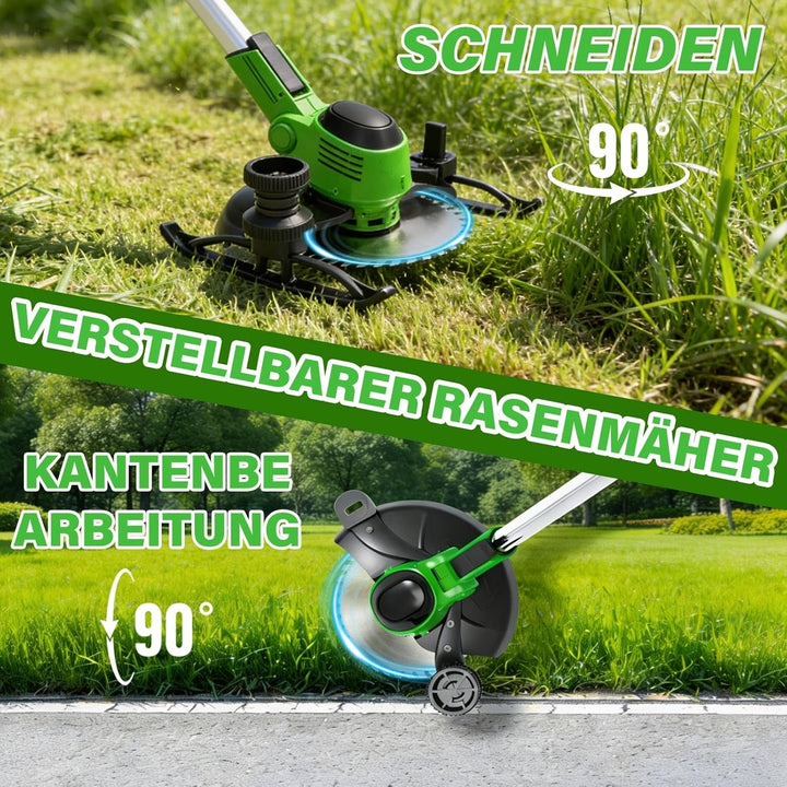 Rasentrimmer mit Akku, 2 in 1 Akku Rasentrimmer mit 2 x 3.0Ah Akku | 21V Akku Freischneider/Rasenkan