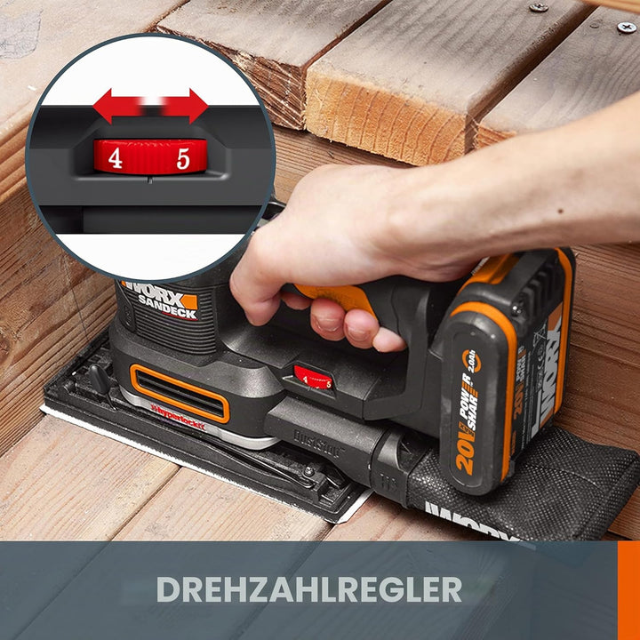 WORX WX820.9 Multifunktionsschleifer – Schleifen ohne Staub – Elektrische 20V Schleifmaschine – Powe