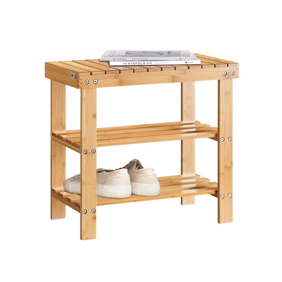 SoBuy FSR02-K-N Schuhregal Sitzbank Schuhbank aus hochwertigem Bambus mit 2 Jahren Garantie B50cm Na