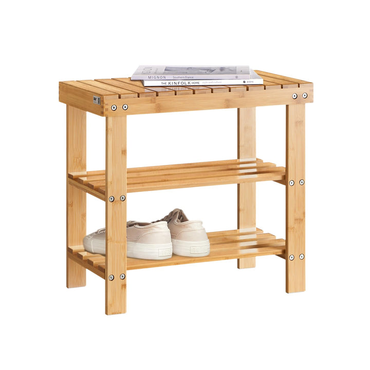 SoBuy FSR02-K-N Schuhregal Sitzbank Schuhbank aus hochwertigem Bambus mit 2 Jahren Garantie B50cm Na